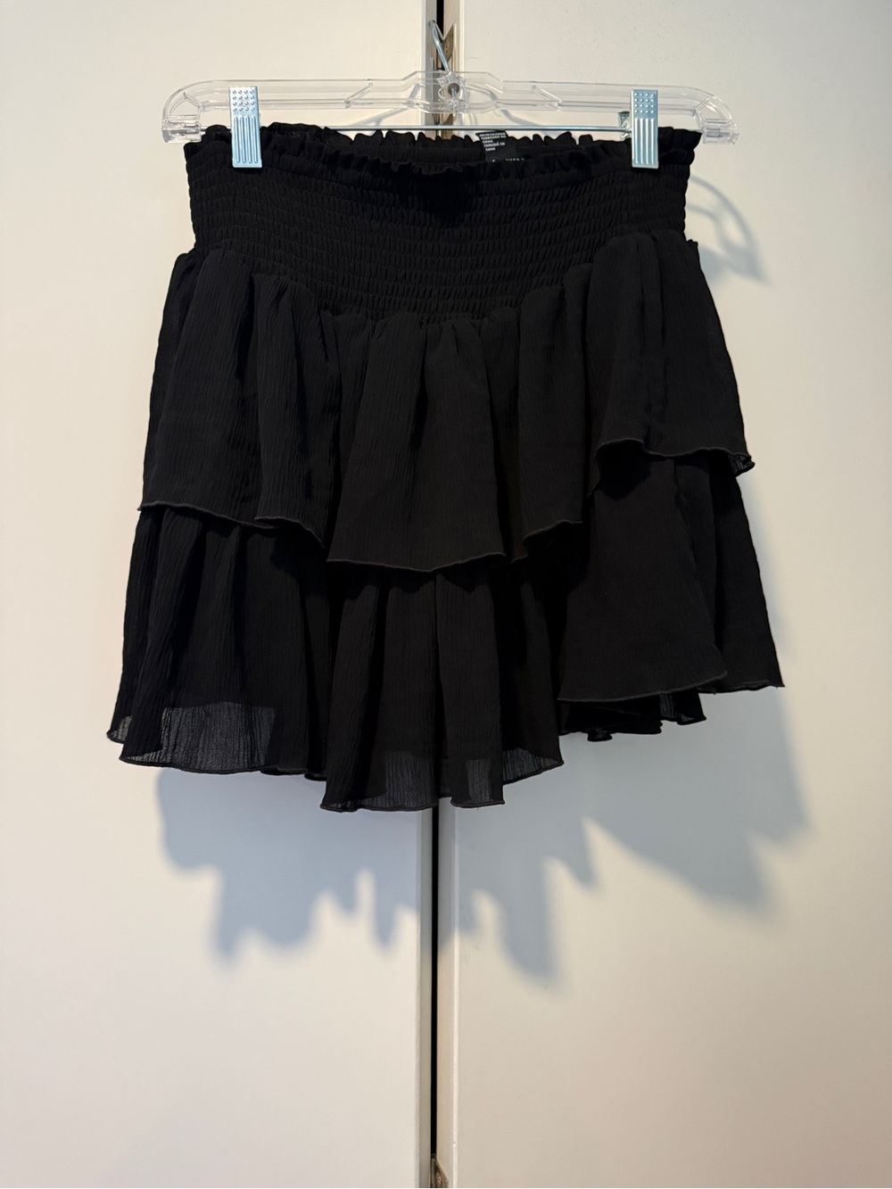 Forever 21 Black Smocked Ruffle Mini Skirt
